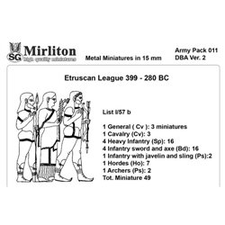 Etruscan League, 399 to 280 BC (43 infantry & 6 cavalry)