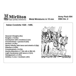 Italian Condotta 1320 - 1495 (19 mounted miniatures, 52 foot soldiers, 1 bombard)
