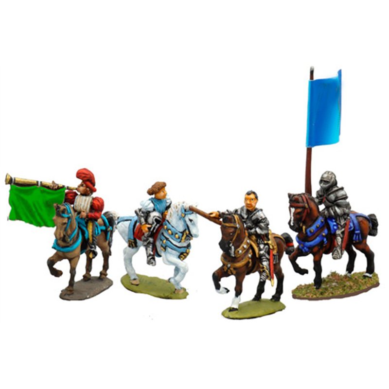 Command group with Gattamelata  1370-1435  (Commander, trumpeter, squire, standard bearer)