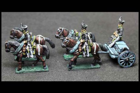 Brunswick Horse artillery Limber with 4 horses, 2 riders & 1 sitting driver