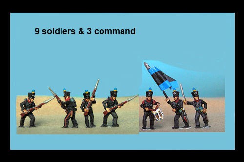 Brunswick Line Infantry Advancing 12 figs with Command