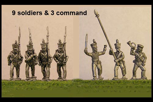 Brunswick Light Infantry Marching 12 figs with Command