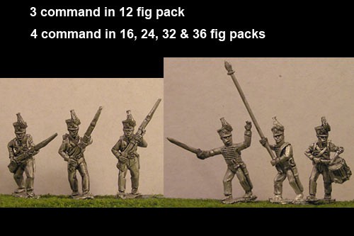 Brunswick Lieb Battalion Advancing 12 figs with Command