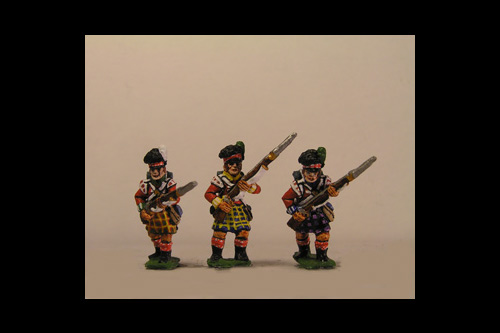 Scottish infantry in Kilts Advancing Flank Company