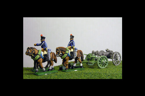 French Artillery Limber with 4 horses and 2 riders plus 1 x 6lb Gun or choose calibre