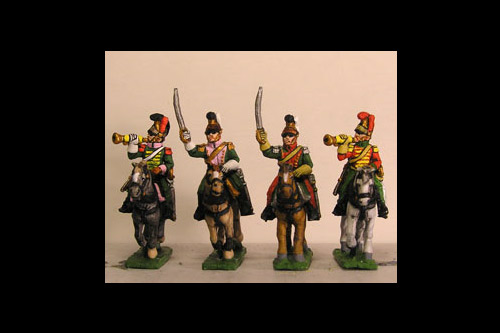 French Line Lancers Command in Helmet (x4) 2x Trumpeter & 2x Officers