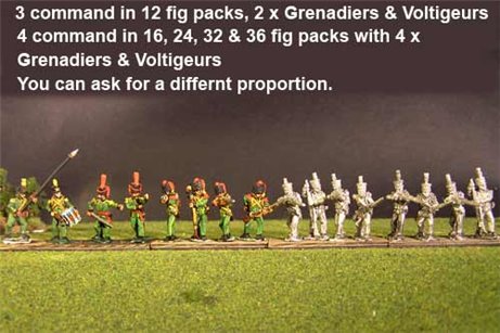 2nd Rgt Firing Line, Centre Companies Tuft Plum, Grenadiers in Colpack & Voltigeurs Plume & Epaulettes.
