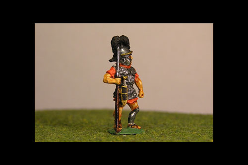 Legionaries standing with Pilum Coolus helmet, plume,