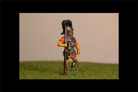 Legionaries standing with Pilum Coolus helmet, plume,