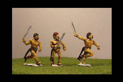 Gaesati Naked Infantryman running and advancing with swords & shields (3 variants)