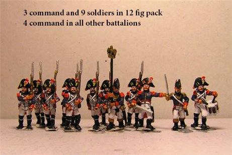 Old Guard Veterans in Bicorn Marching in Full Dress (1804-15) 12 figs