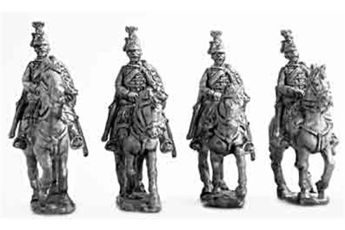 Hussars, dress uniform, walking, hands on bridles (1 variant).