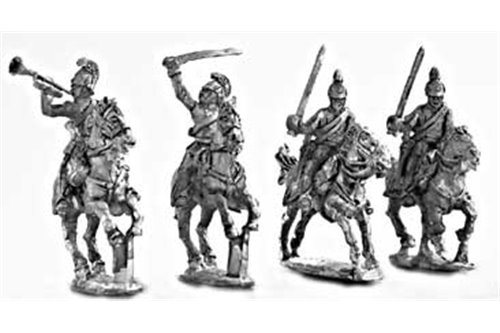 Dragoons command group, charging (4 miniatures, 3 variants)