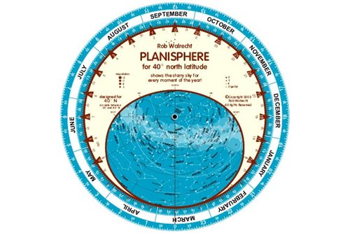 English planisphere for 40ﾰ North