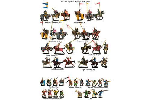 Ayyubid Egyptian 1171 - 1250 IV/20 (25 mounted miniatures and 19 foot)