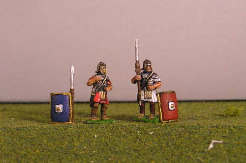 Legionary Standing, includes pilums and shields.