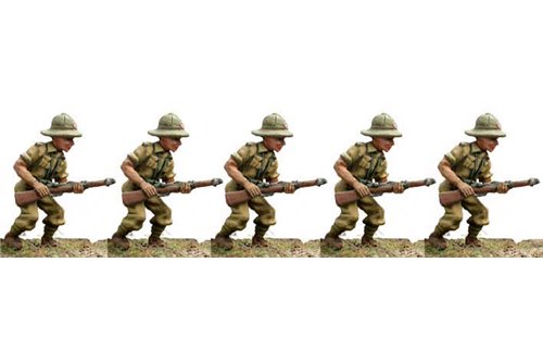 Infantrymen with colonial uniform in shirt, attack march