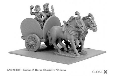 Indian 2-horsed chariot w/ 3 crew