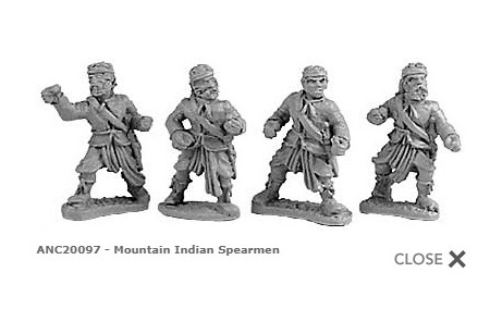 Mountain Indian Spearmen (random 8 of 4 designs)