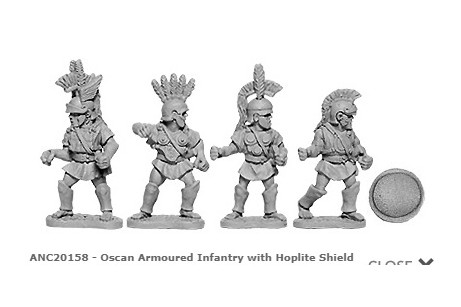Oscan Armoured Infantry w/Hoplite Shields (random 8 of 4 designs)